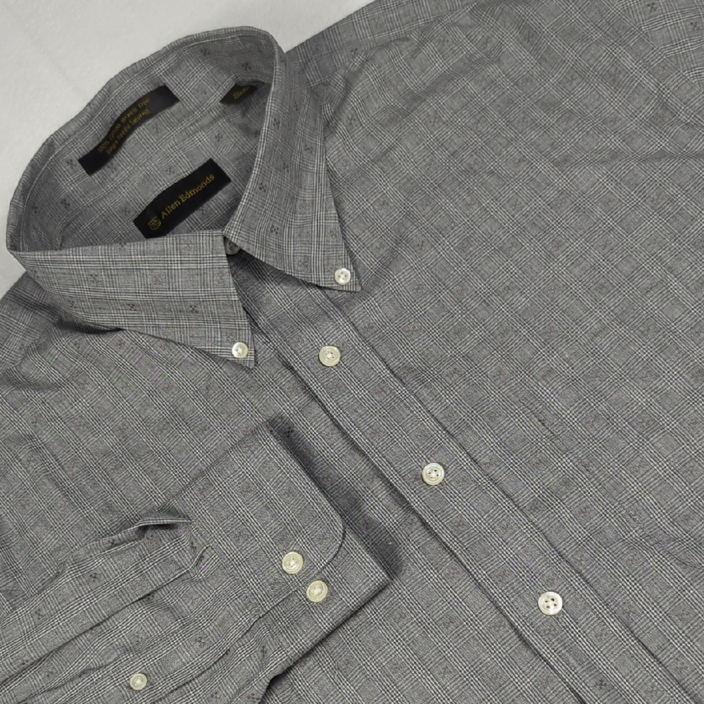Allen Edmonds Check Plaid‎ Geometric All Over Print Long Sleeve Button-down XL